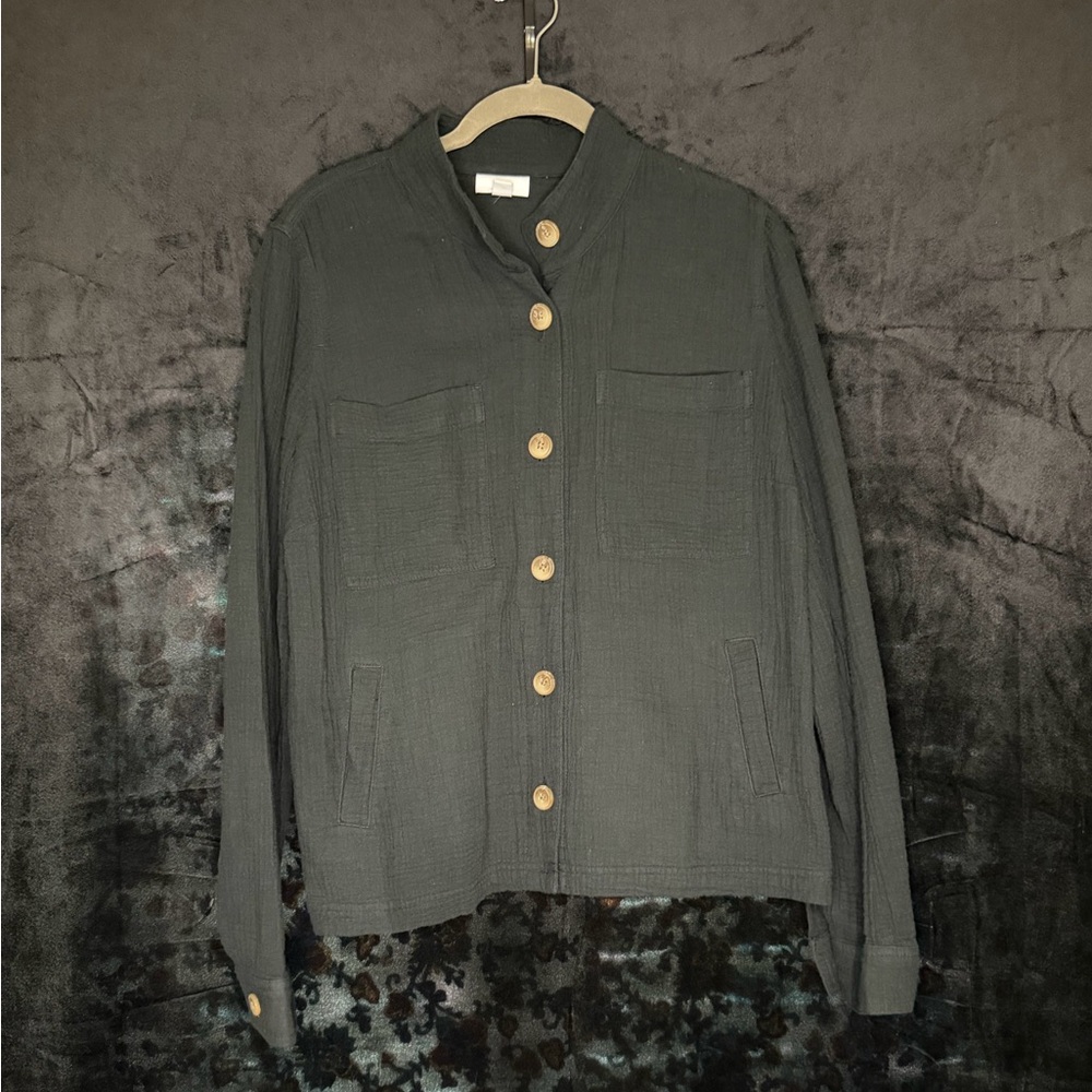 J. Jill Charcoal Button-Up Utility Jacket